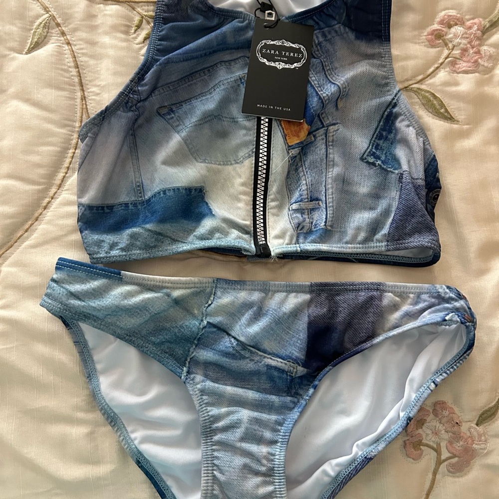 Zara Terez Denim Look Bikini with Zip Detail for girls